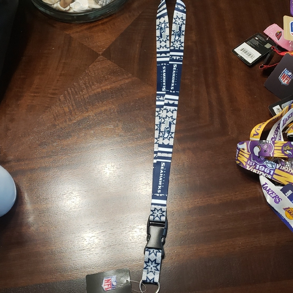 Seattle Seahawks Blue and White Star Pattern Lanyard